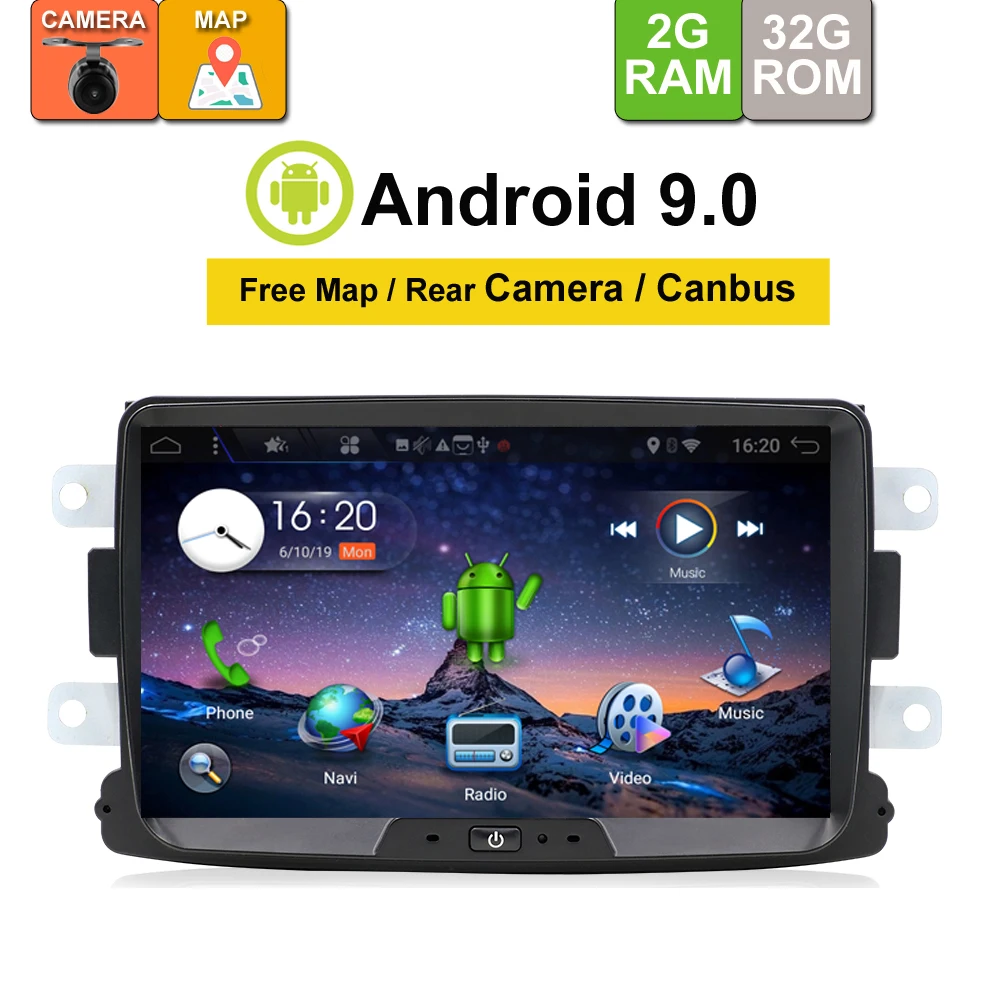 32G Android 9,0 автомобильный dvd gps плеер для Duster Dacia Sandero Captur Lada Xray 2 Logan gps навигация Радио Видео плеер камера