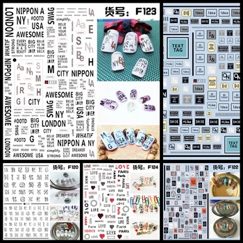 

1 Sheet 3D Unique English Letter Alphabet Pattern Adhesive Nail Art Stickers Decorations DIY Salon Tips F12X#