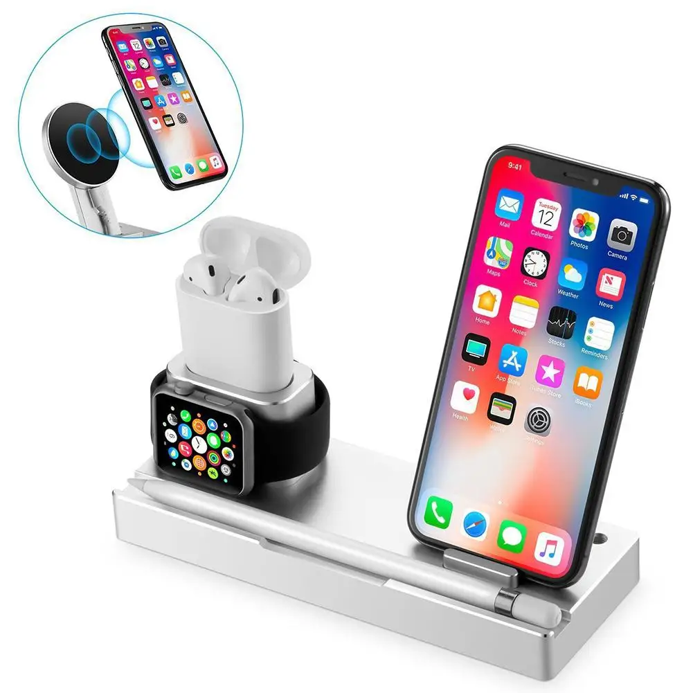 

HOT New 6-in-1 Wireless Phone Charger Watch Earphone Charging Dock Holder for Apple