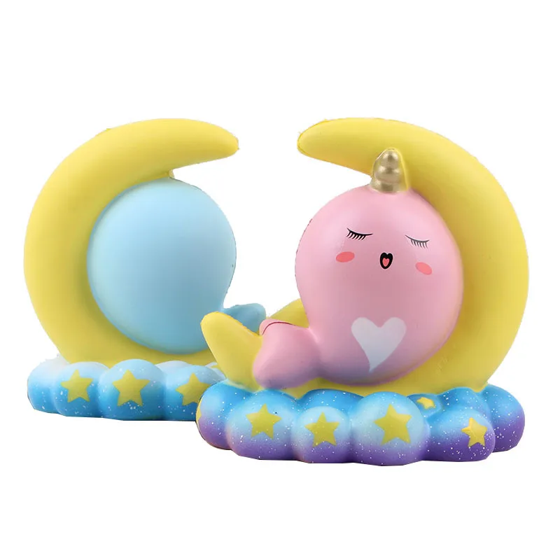 Редкие сжимаемые kawaii moon whales медленно поднимающиеся 14*14 5*9 5 см игрушки из
