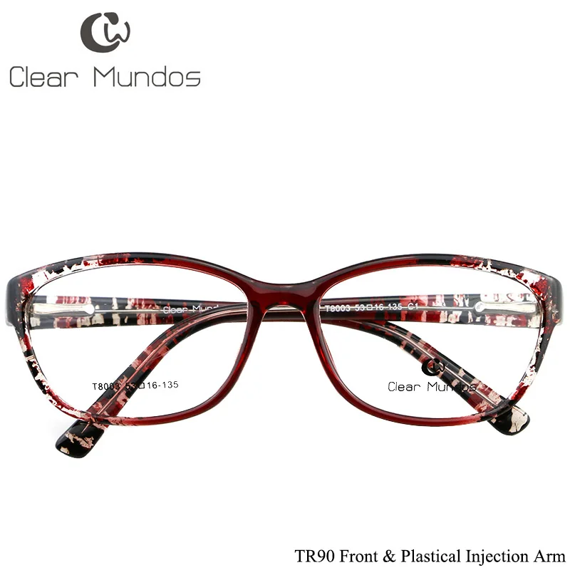 CLEAR MUNDOS Fashionable Glasses with Spring Hinge Optical Frames TR90 Glasses Cateye Frame Clear Lens Eyeware for T8003 CLEAR MUNDOS Fashionable Glasses with Spring Hinge Optical Frames TR90 Glasses Cateye Frame Clear Lens Eyeware for T8003