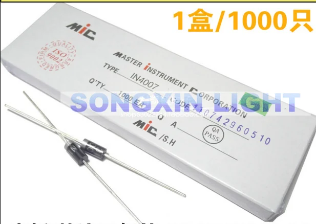 1000pcs 1N4007 IN4007 Rectifier Diode 1A 1000V DO-41 | Электронные компоненты и принадлежности