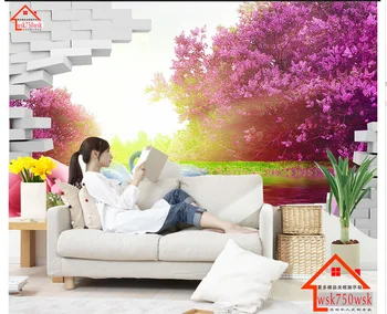 

customized wallpaper for walls Home Decoration Swan Lake sunset 3D TV backdrop wallpaper for painting