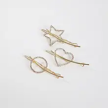 1 шт., украшенная стразами в форме звезд, сердце круг заколка для волос для девочек заколки шпильки Для женщин металл заколки для волос Аксессуары Горячая Распродажа