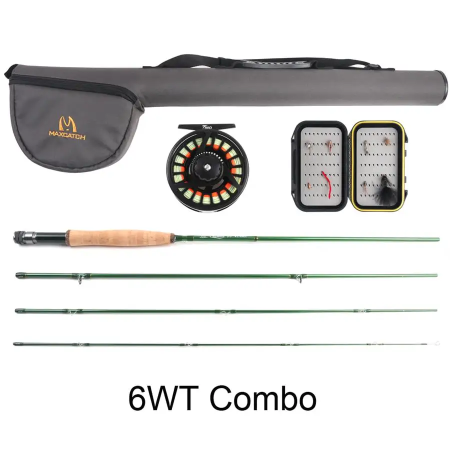 Maximumcatch 5/6WT Fly Fishing Combo 9FT быстрое действие Fly Rod Pre-Spoled Fly Reel Fly Line с Cordura triangle Tube - Цвет: 6WT Combo