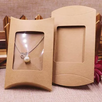 

2018d DIY paper window Pillow Box Necklace Jewelry Display Clear Box Pv 1Lot=50 pcs box Onlyor 50box+innner card+oppbag