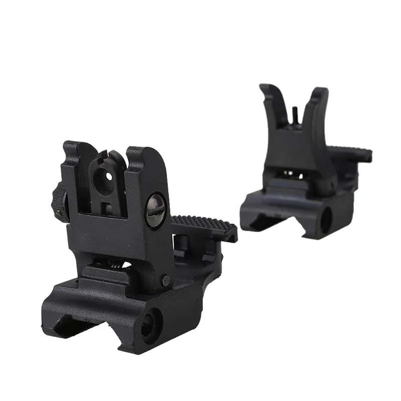 

2 in 1 Sight Folding Hunting Tactical Flip up Sight Rear Front Sight Mount Transition Backup Iron Sight Rapid Rifle RTS Sight
