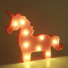 2017 NEW 3D Marquee Lamp With 9LED Battery Operated Night Light Warm White Pink Unicorn APR29