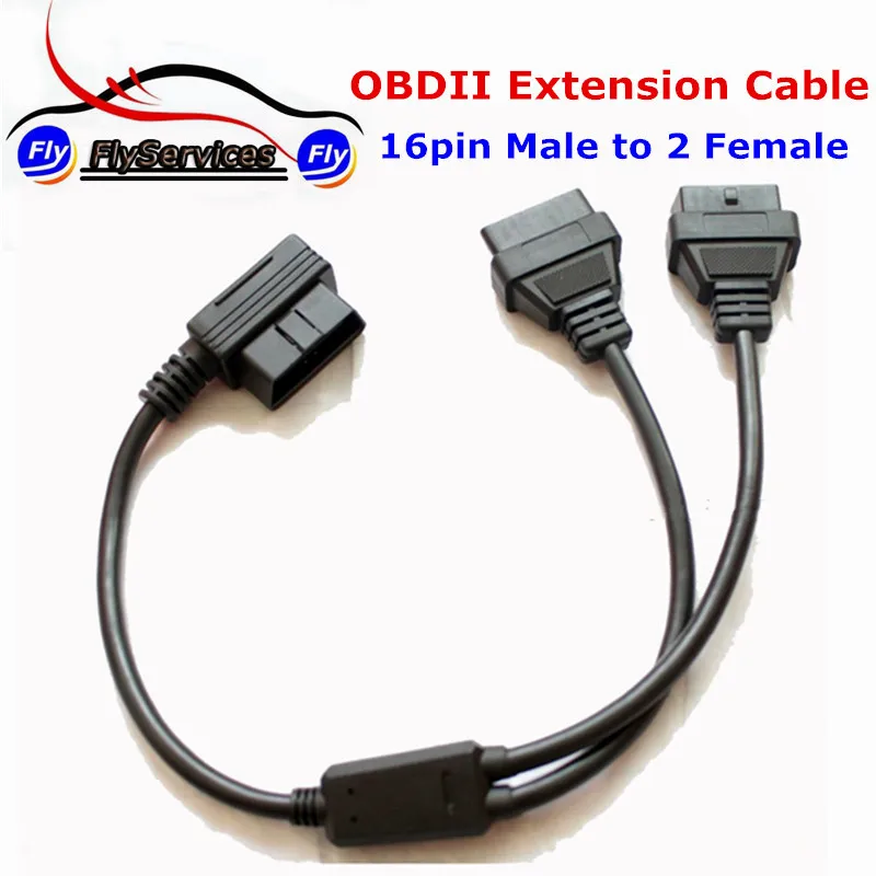 OBDII 1-2 ELM327 30 см 16 штырьковый штыревой разъем Y OBD2 контактный сплиттер ELM 327