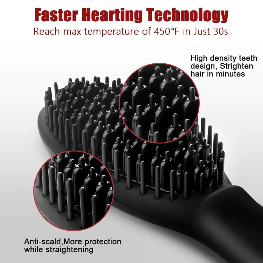 Выпрямитель для волос щетка с анти-ожога особенности более быстрый нагрев горячий керамический Железный Выпрямитель для волос с расчёской с автоматической Блокировка температуры