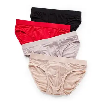 4 PACCHETTO Sottile di Tipo 100% di Seta Maglia della Biancheria Intima degli uomini Slip Più Il Formato L XL 2XL 3XL SG108 1