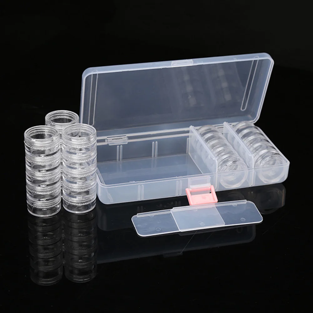 

Storage Box Glitter Jewelry Eco-friendly Container Plastic Organizer Empty Rectangle Home Use Transparent Case Removable Round