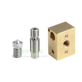 

1set Titanium alloy V6 nozzle + Brass heater block + Titanium alloy heat break high temperature Upgrade kit for V6 HOTEND titan