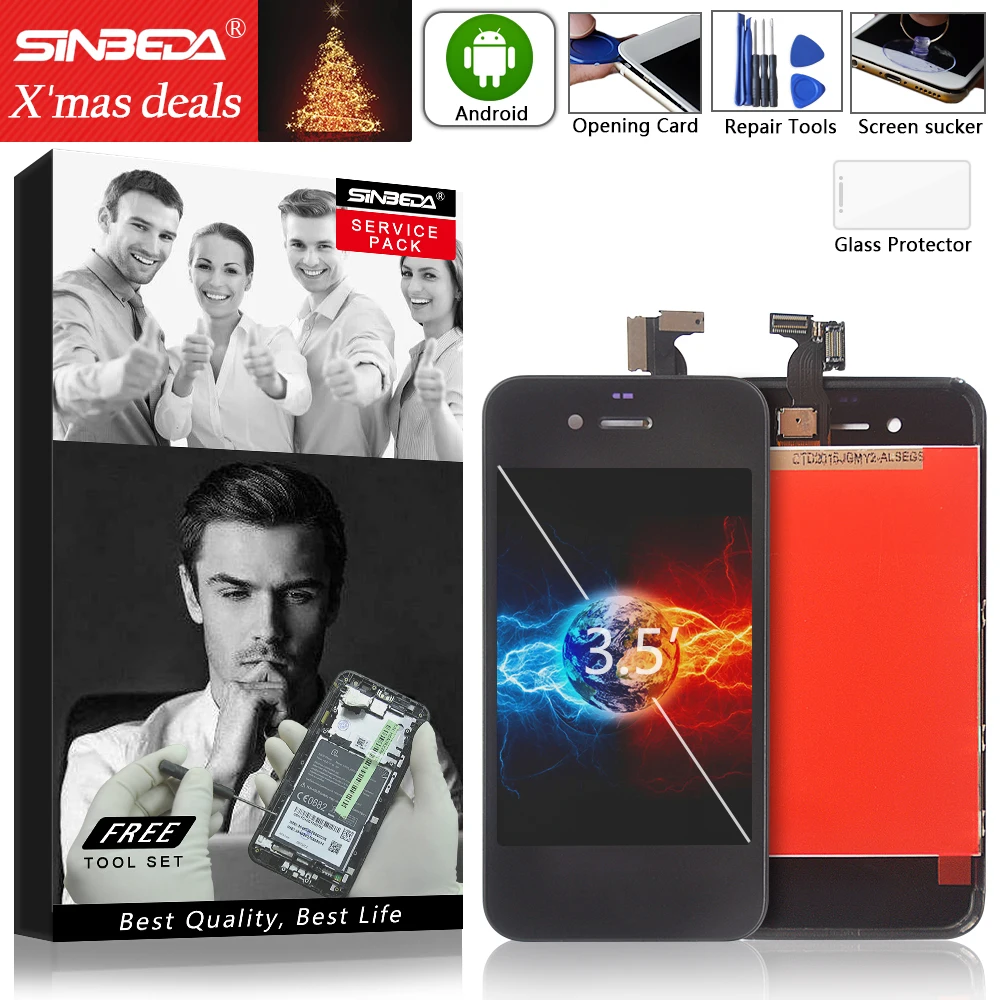 Sinbeda Лучшая цена для iPhone 4 4S ЖК дисплей сенсорный экран Pantalla дигитайзер сборка
