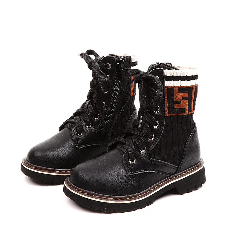 

Kids Motorcycle Boots New British Style Ankle F Letter Martin Boots Side Zipper Western Boots for Boys and Girls 1 3 6 years