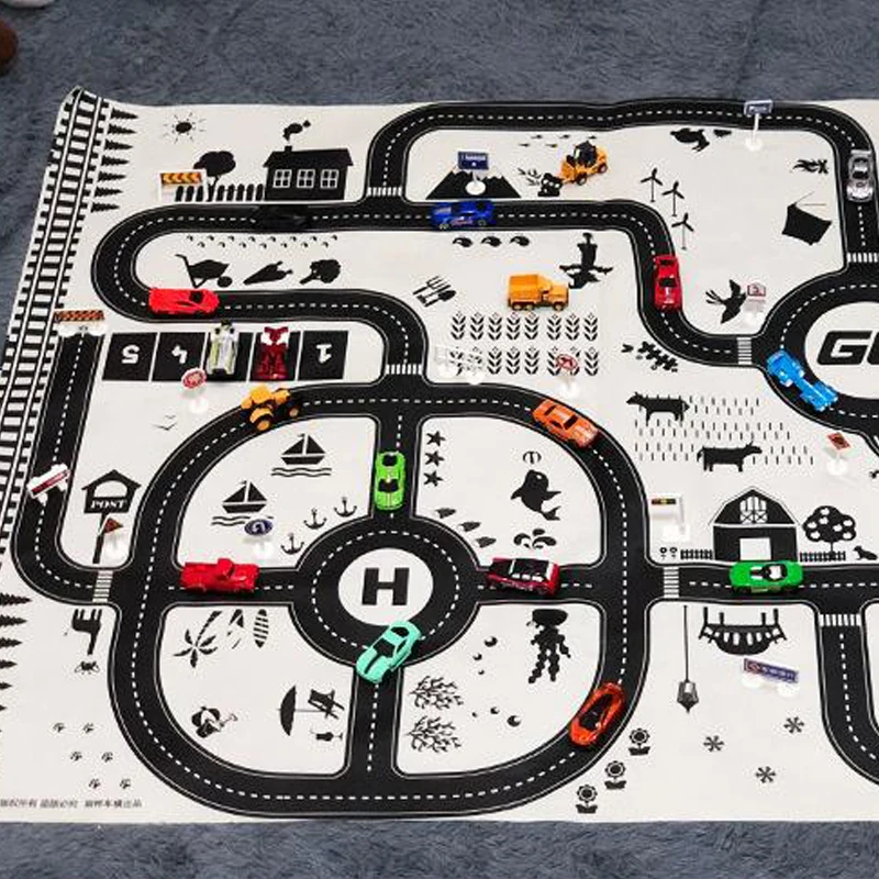 White Black City Rode Play Mat Nordic Style Highway Playmat Kids Toy Game Mat for Baby Climb Scenario Map Carpet tapete infantil White Black City Rode Play Mat Nordic Style Highway Playmat Kids Toy Game Mat for Baby Climb Scenario Map Carpet tapete infantil