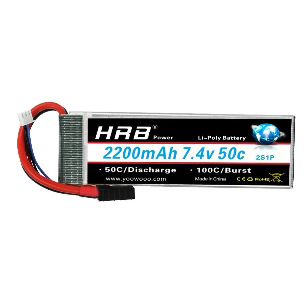 HRB Lipo 2s Батарея 7,4 V 2200 мА/ч, 50C взрыв 100C RC аккумулятор для беспилотника AKKU емкостью TRX XT60 T Дин для Traxxas 1:16 слэш E-Revo саммит ралли