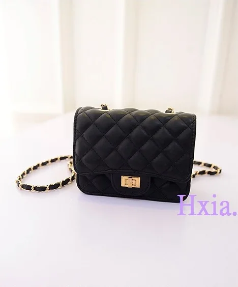 Yuhua, новая женская сумка, ромбовидная решетка Золотая цепь женские сумки почтальон, модные мини сумки - Цвет: Black
