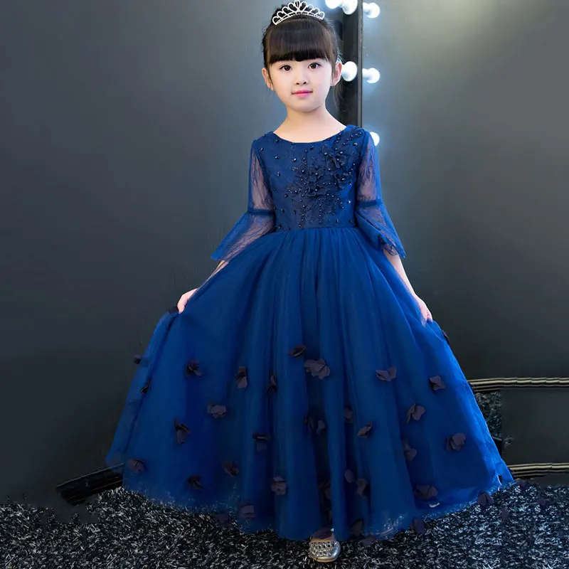 Girls Dress Princess Dress Summer Children's Wedding Tutu Flower Girl Piano Performance Clothing zmj0255 winter spring summer autumn children clothing lace flower girl tutu princess dress girls dress