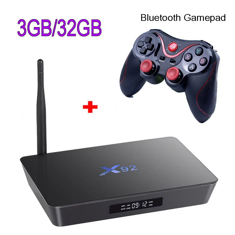 X92 3 ГБ ОЗУ 32 ГБ Восьмиядерный процессор Amlogic S912 Android 7.1.2 Smart tv Box 2,4/5,8G Wifi 4K 3D H.265 телеприставка медиаплеер PK X96 M8S - Цвет: 3 32G add Gamepad