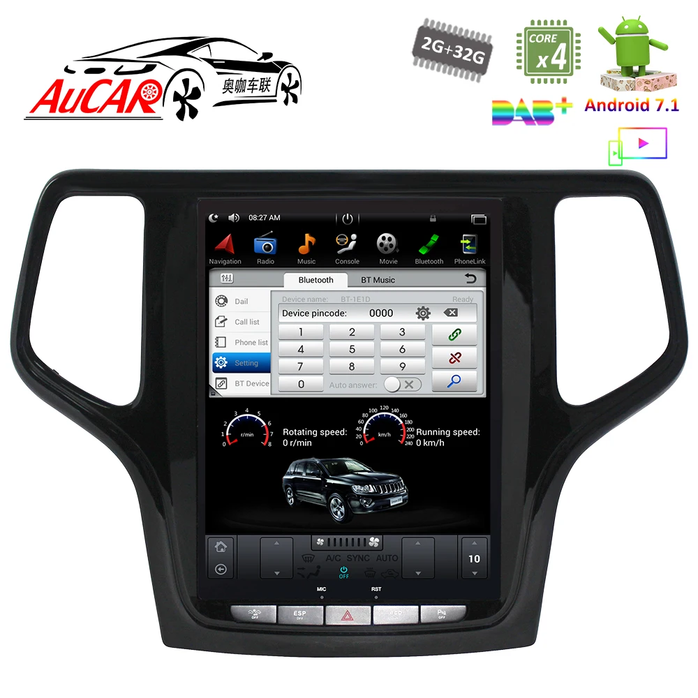 Cheap 2 DIN car radio Android 8.1 10.4" Tesla Style for Jeep Grand Cherokee 2014 2015 2016 2017 2018 1 DIN cassette player stereo HDMI 2