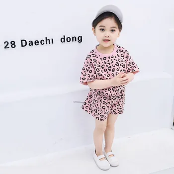 

Girl Baby Clothing Sets Summer 2019 Fashion Leopard Print Short Sleeves Shirts Shorts 2pcs Kids Clothes Sport Suit for Girl 2019