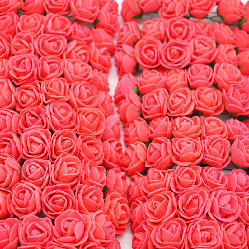72/144 шт 2 см поролоновые розовые Искусственные цветы для дома Свадебные Автомобильные украшения помпон для гирлянды «сделай сам» декоративный Свадебный искусственный цветок Роза - Цвет: red