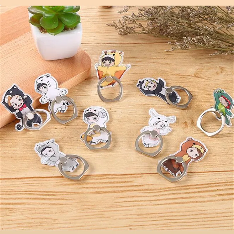 

Reuse Cartoon Cute Boy Animal Cow Mobile Phone Stand Holder Bow Finger Ring Smart Phone Holder Stand For iPhone Huawei All Phone