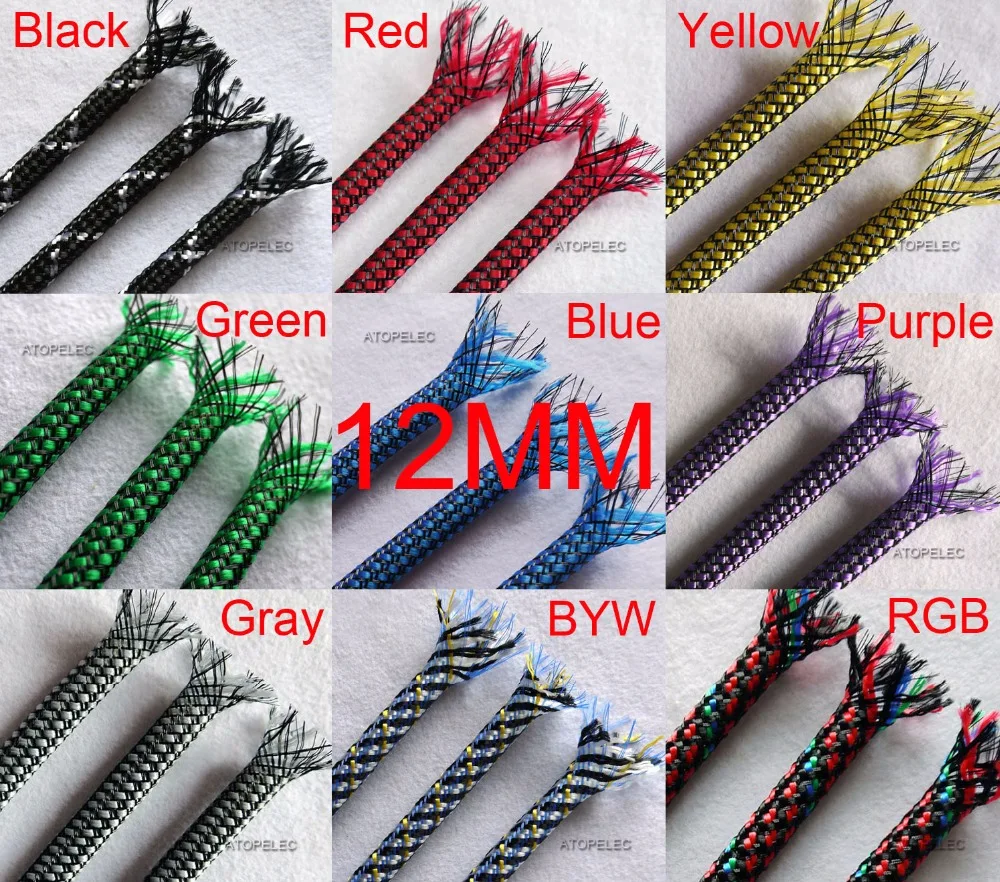 12mm Wide Braided Soft PP Cotton Yarn + PET Expandable Sleeving Cable