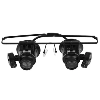 

20X LED Repair Magnifier Glasses Acrylic Loupe Lens Magnifying Eye Glasses with Light Jewelry Watch Repairing Tools 9892A-II New