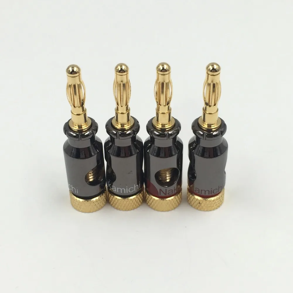  4Pcs Nakamichi 4mm Banana Plug Spiral Type 24K Gold Screw Stereo Speaker Audio Copper Terminal Adapter Electronic Connector 