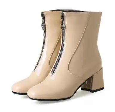 Г. Популярные женские ботинки «Челси» из лакированной кожи на молнии спереди, длина 22-26,5 см, 4 цвета, Модный повседневный подарок для девочек
