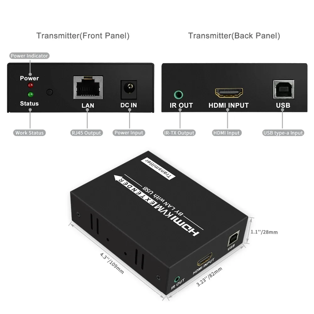100 м 120 м hdmi-удлинитель Протокола по TCP/IP CAT5e/6 RJ45 LAN, Ethernet-кабель удлинитель KVM HDMI 120 m с ИК Поддержка 1080 P TX+ RX