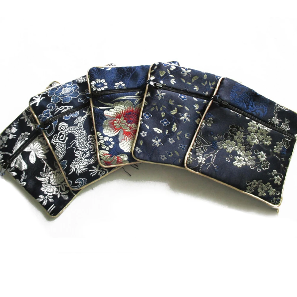10 шт сумки Мешочки смешанные цвета китайские молнии монеты кисточкой шелковые квадратные ювелирные изделия
