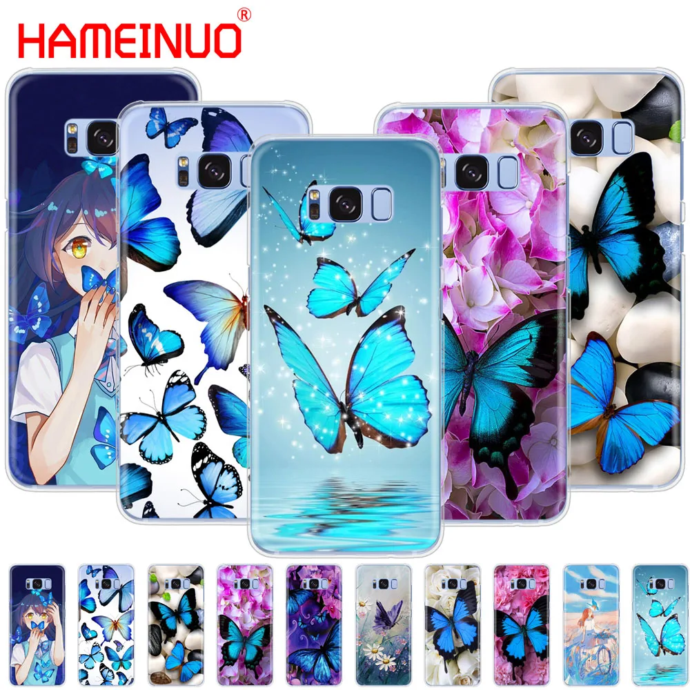 HAMEINUO beautiful flower butterfly in blue cell phone case cover for