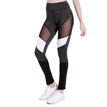 

Women's trousers 2018 new hot color matching hip mesh sexy pants outdoor running sports slim feet pants women S-XL