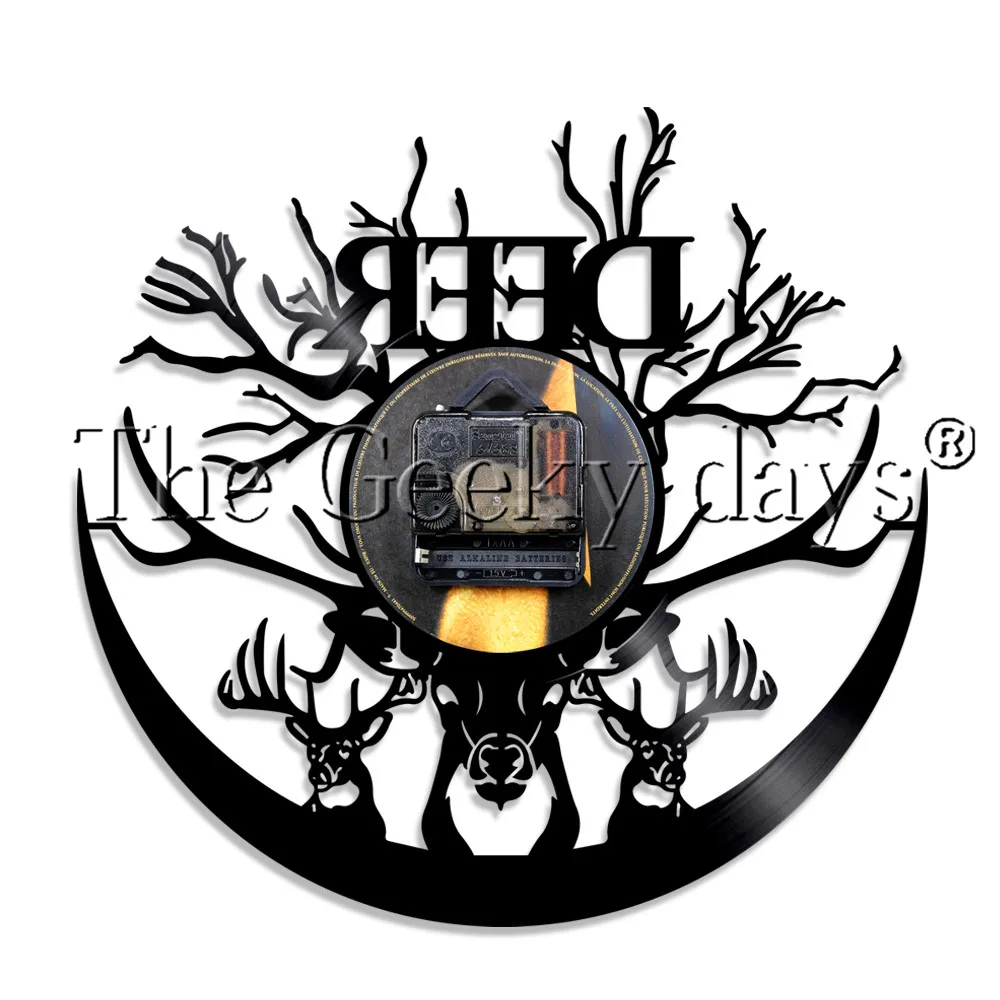1 шт голова оленя силуэт свет Виниловая пластинка настенные часы рога оленя декоративного освещения диких животных современные лампы