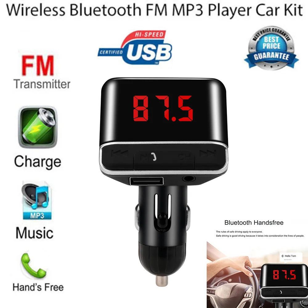 1PC Wireless Bluetooth FM Transmitter Radio Adapter Car Auto Kit SD Slot Remote