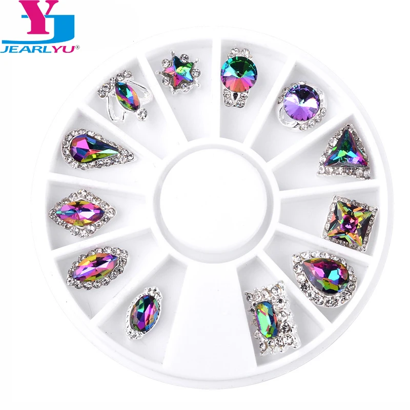 

12 Pcs A Drill New Style Nail Alloy JewelryGlass AB Diamond 3D Nail Art Decorations Rhinestones For Nails Charms DIY Accessorios