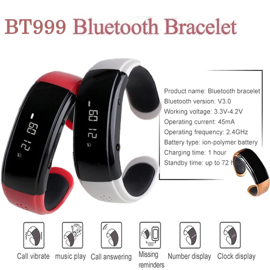 Hot BT999 Bluetooth Bracelet font b watch b font font b Smart b font Bracelet Wrist