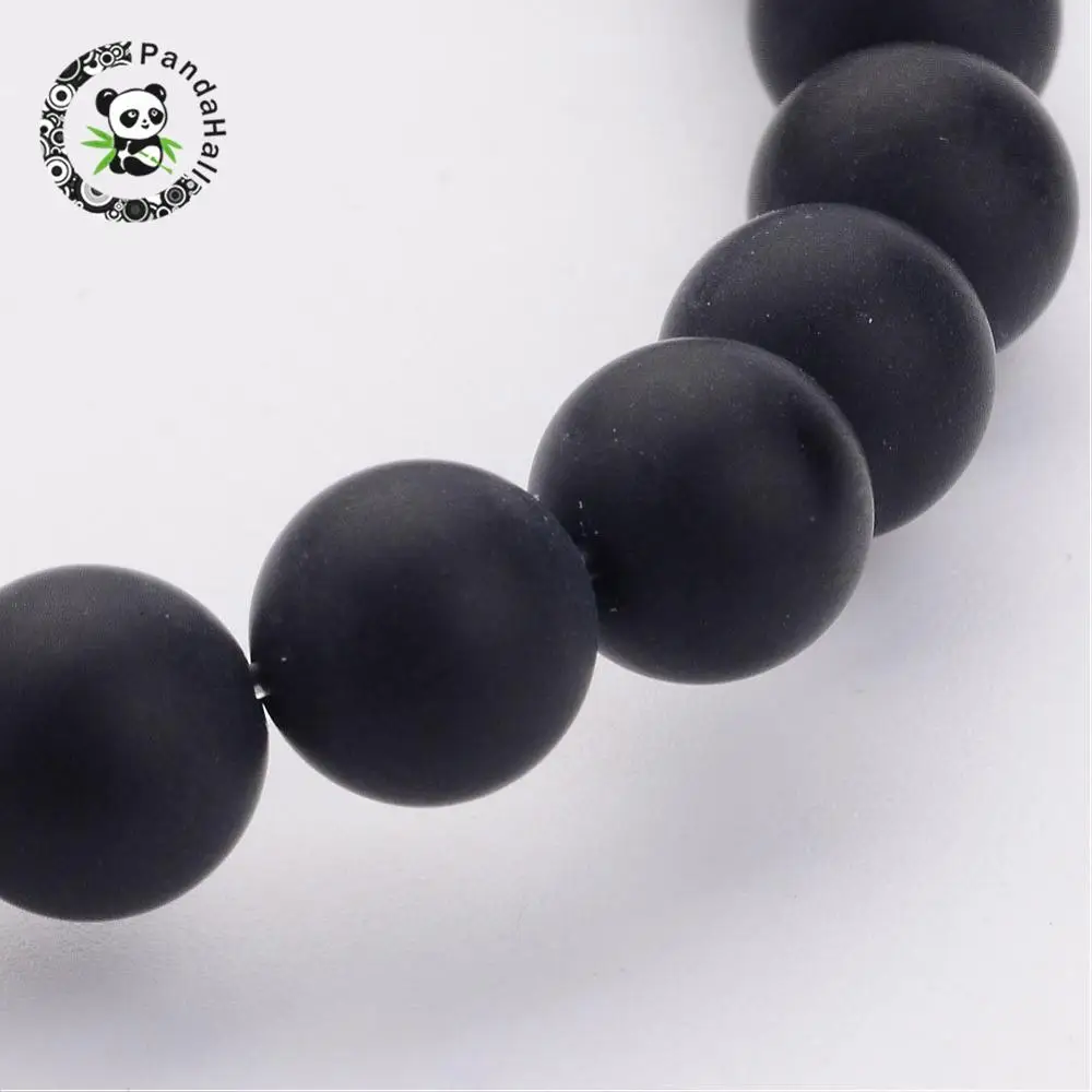 Vertentes para Fazer Cerca de 48 Classifique Redondo Fosco Preto Pedra Natural Grânulos Jóias Faça Você Mesmo Atacado Furo: 1.2mm Pces – Strand 16 8mm um