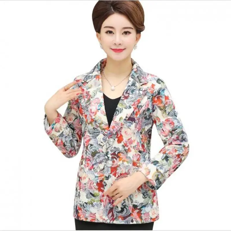 

Female Spring And Autumn Coat Women 2018 New Slim Single breasted Plus size Blazer Women Fashion Print Long sleeve Blazer AC794