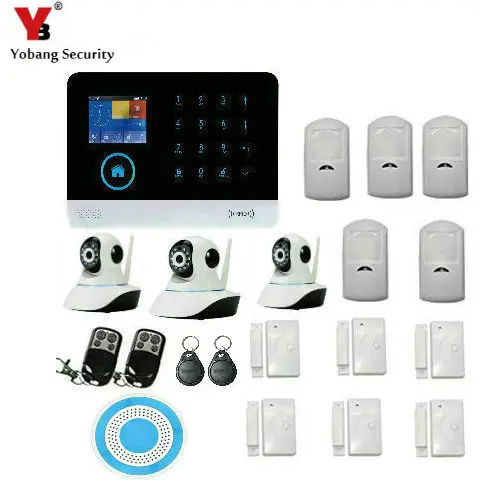 YobangSecurity אלחוטי Wifi GSM אבטחת בית מצלמה עם זיהוי תנועה, וידאו HD מצלמה IP אלחוטי Strobe סירנה