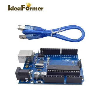 

3D Printer parts High quality UNO R3 with Logo MEGA328P-PU ATMEGA16U2 for Arduino R3 Development Board Compatible with USB cable