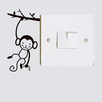 

Monkey Hanging Tree Switch Sticker Home Decor Cute Animal Switch Light Sticker Children Kids Bedroom Decoration Sticker Mural