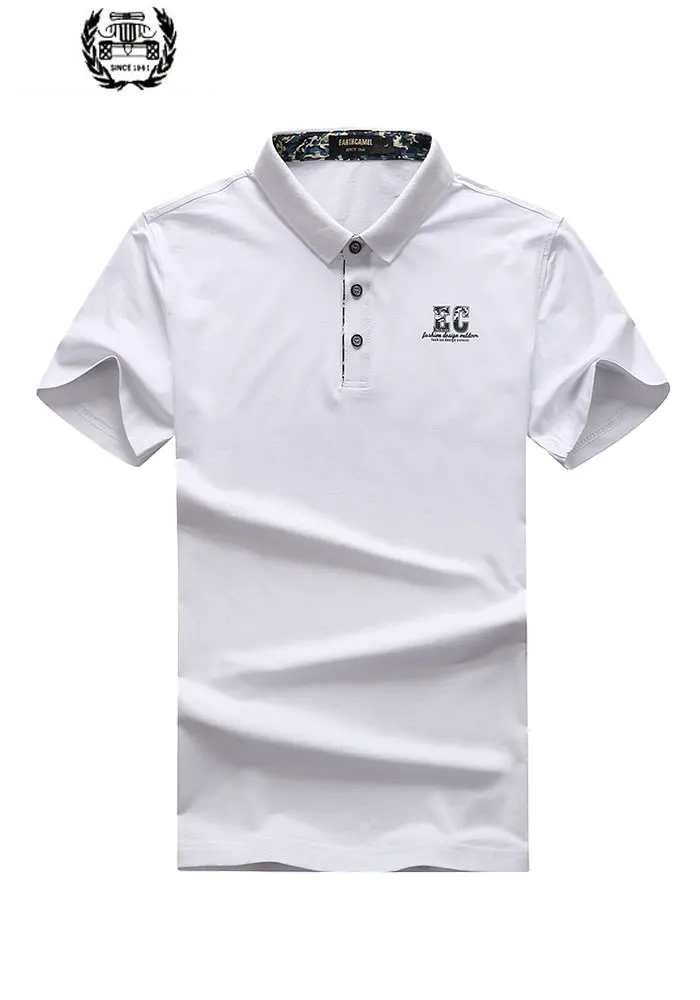 2019 Summer Men's White Color Cotton Polo Shirts Brand Fitness Tops Tees Short Sleeve Shirts Casual Black and White Men CLOTHES