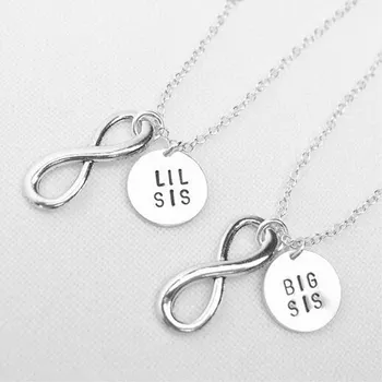 

Wholesale Factory Directly Fashion Metal Alloy Lil Sister Big Sister Infinity Symbol Love Necklace