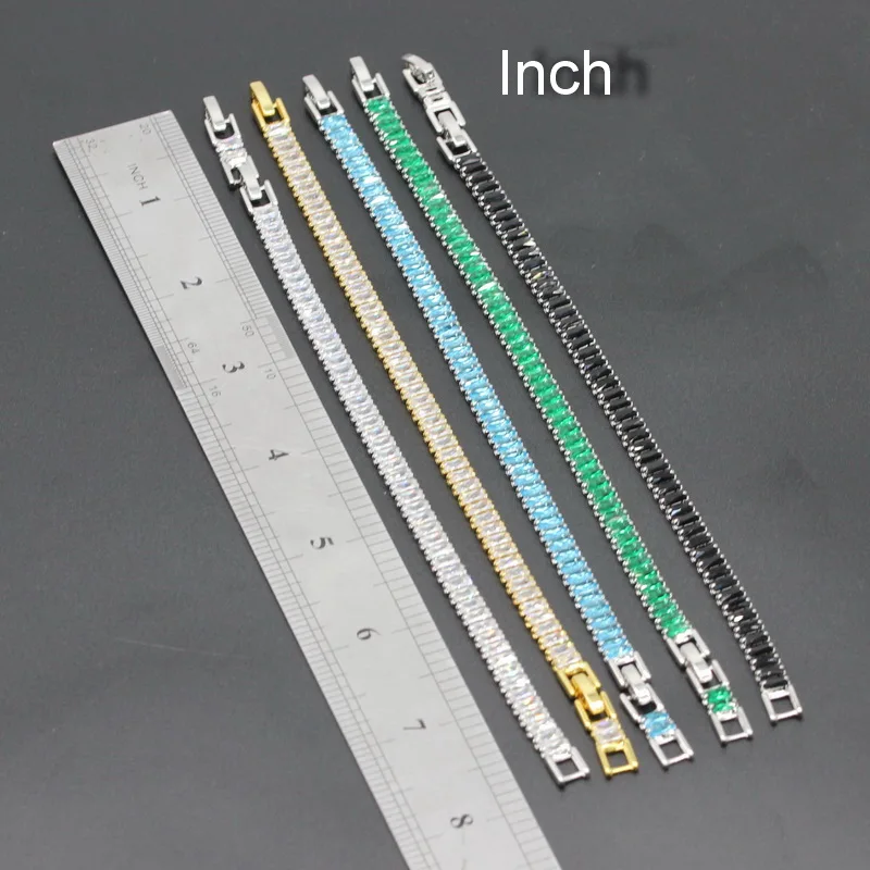 925 пробы Серебряный браслет для женщин Свадебные украшения желтый зеленый черный белый 4 цвета циркония Rysean