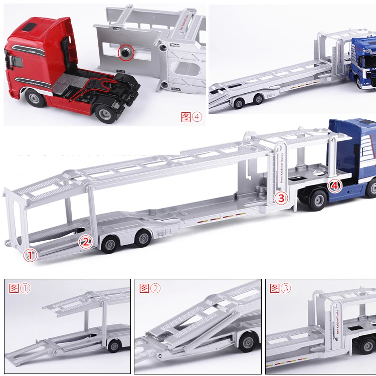 Liga diecast double-deck carro transportador de reboque