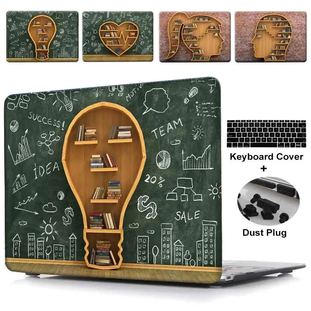 Retro Blackboard Bookshelf Printed Laptop Case For Macbook Air 11 12 13